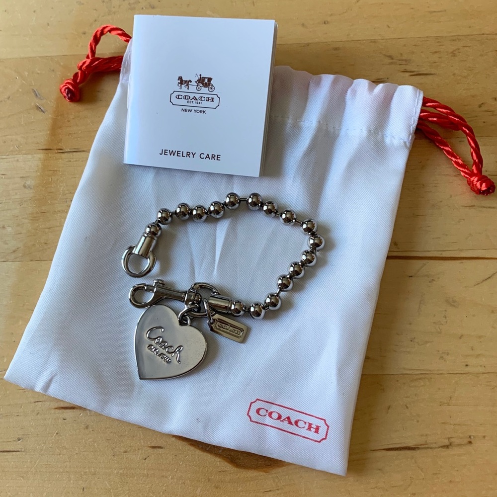 Coach Silver bead Bracelet with Heart Charm